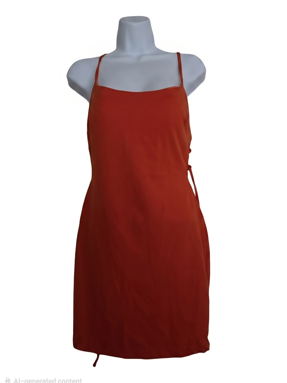 Women's Orange Slip Dress with Spaghetti Straps